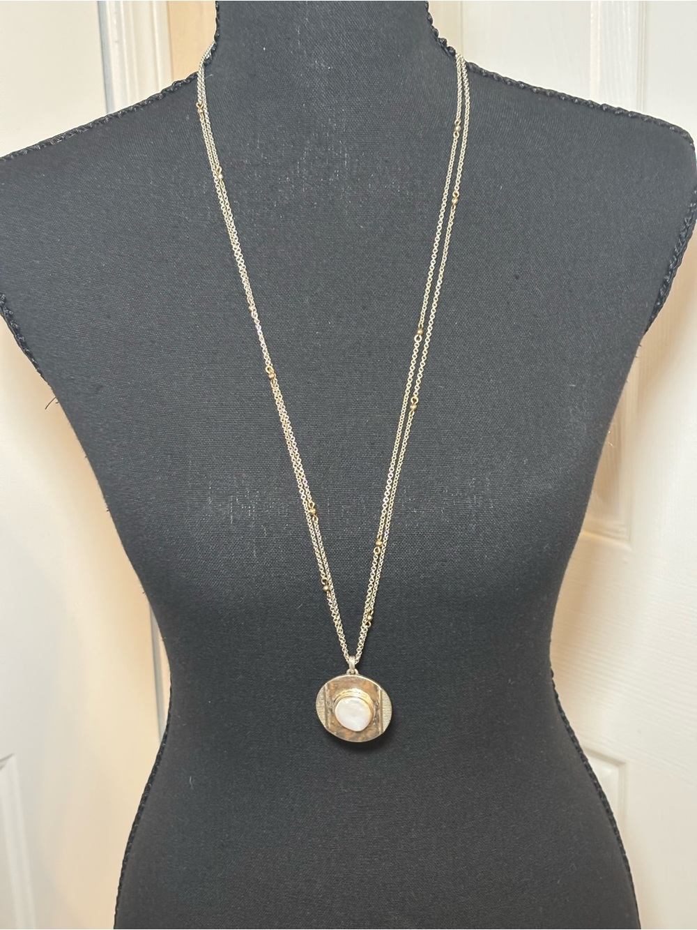 Silver/gold mother of pearl Lucky brand Pendant Necklace